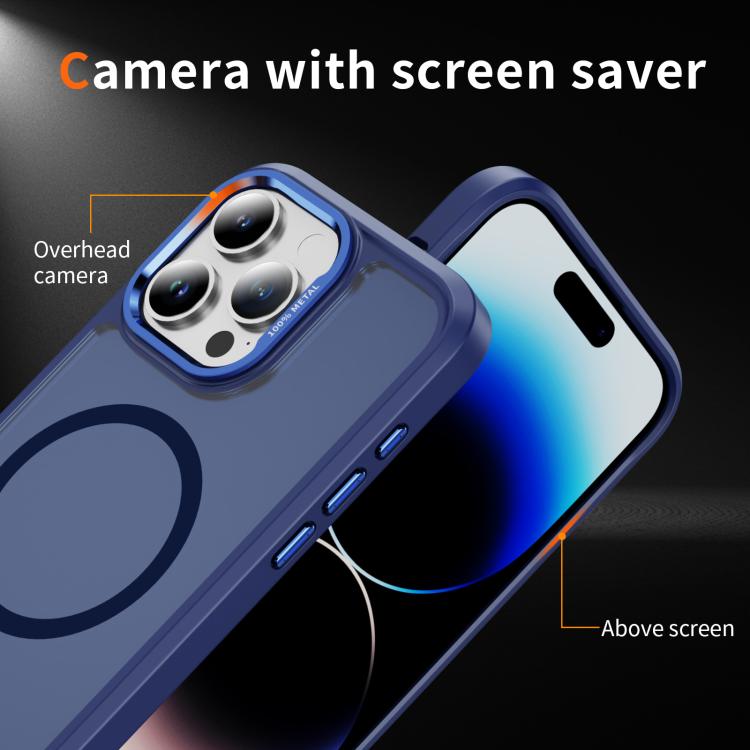 For iPhone 14 Pro Max Hardware Lens Protection MagSafe Magnetic PC Hybrid TPU Phone Case