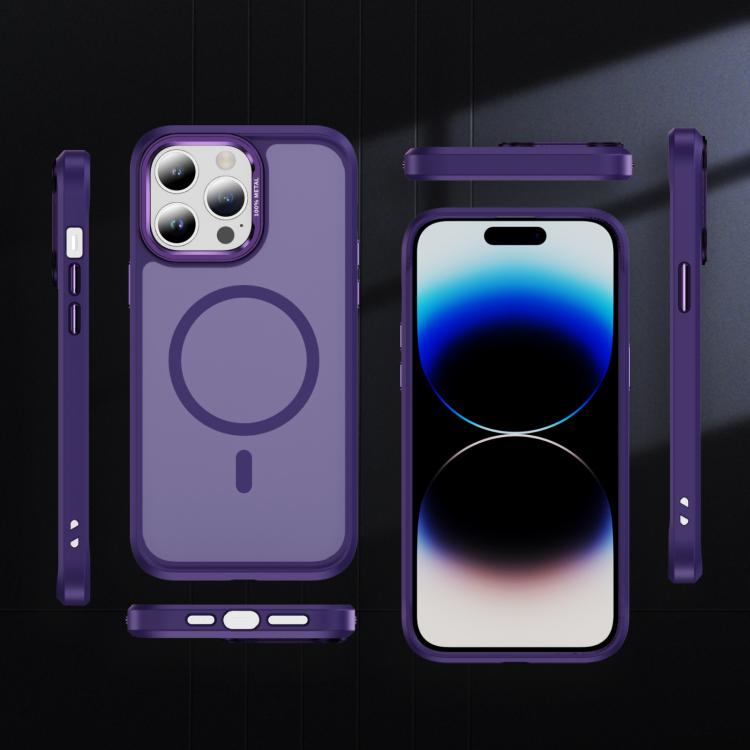 For iPhone 14 Pro Max Hardware Lens Protection MagSafe Magnetic PC Hybrid TPU Phone Case