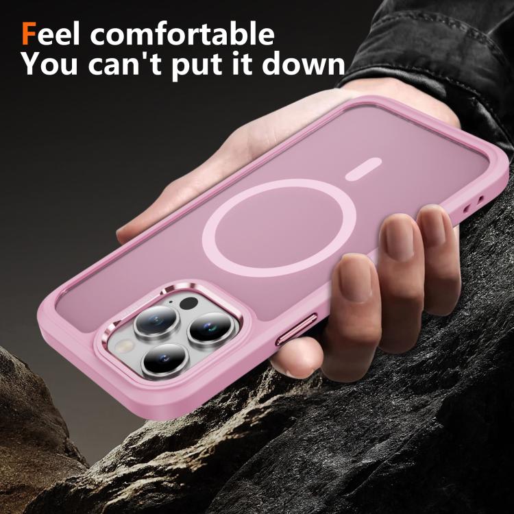 For iPhone 14 Pro Hardware Lens Protection MagSafe Magnetic PC Hybrid TPU Phone Case