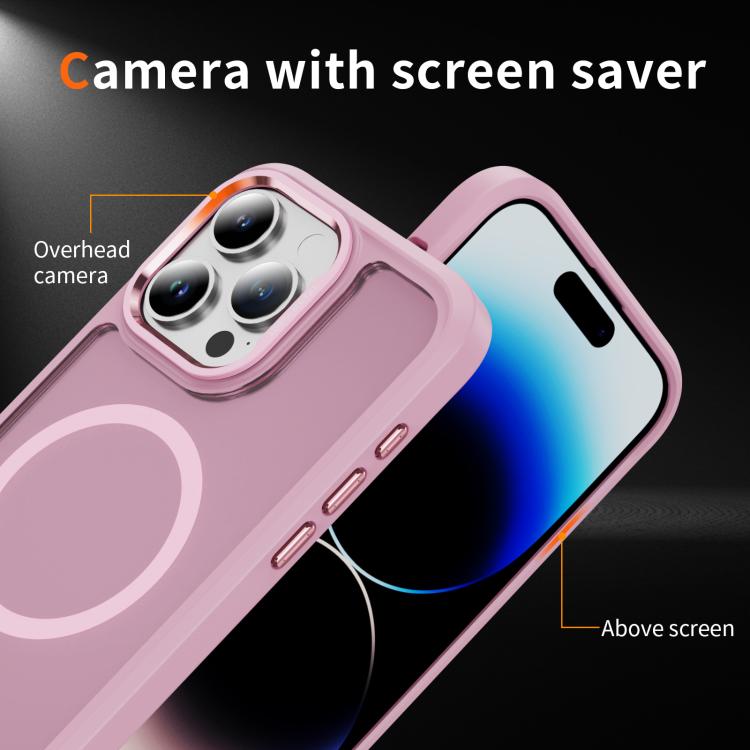 For iPhone 14 Pro Hardware Lens Protection MagSafe Magnetic PC Hybrid TPU Phone Case
