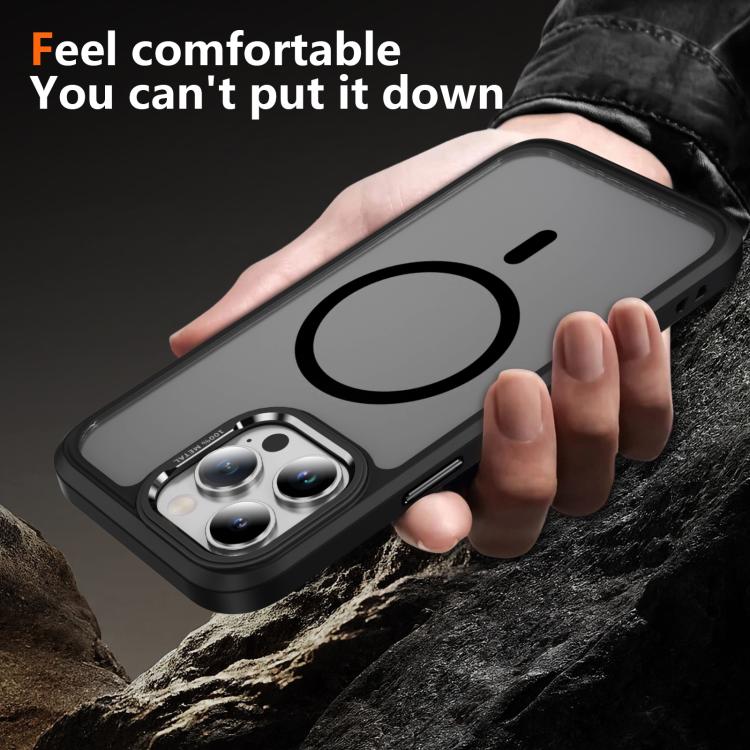 For iPhone 14 Pro Hardware Lens Protection MagSafe Magnetic PC Hybrid TPU Phone Case