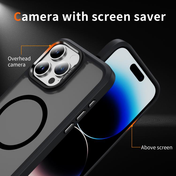 For iPhone 14 Pro Hardware Lens Protection MagSafe Magnetic PC Hybrid TPU Phone Case