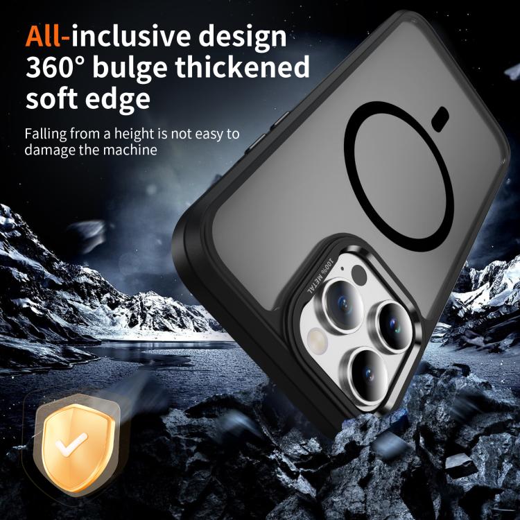For iPhone 14 Pro Hardware Lens Protection MagSafe Magnetic PC Hybrid TPU Phone Case