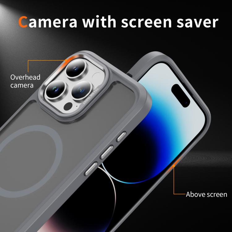 For iPhone 14 Pro Hardware Lens Protection MagSafe Magnetic PC Hybrid TPU Phone Case
