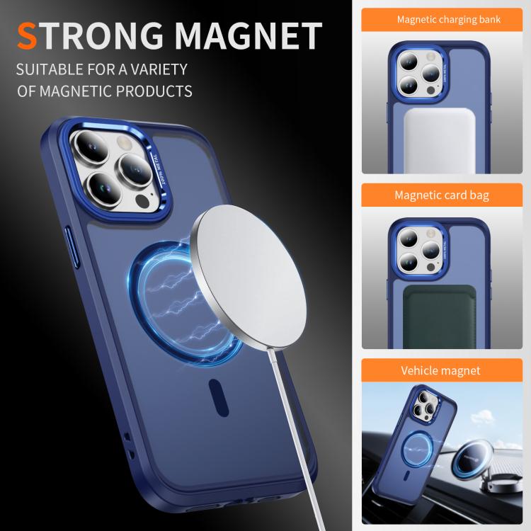 For iPhone 14 Pro Hardware Lens Protection MagSafe Magnetic PC Hybrid TPU Phone Case