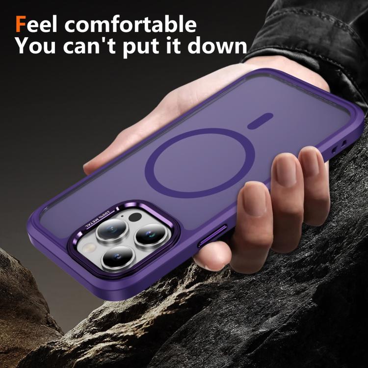 For iPhone 14 Pro Hardware Lens Protection MagSafe Magnetic PC Hybrid TPU Phone Case