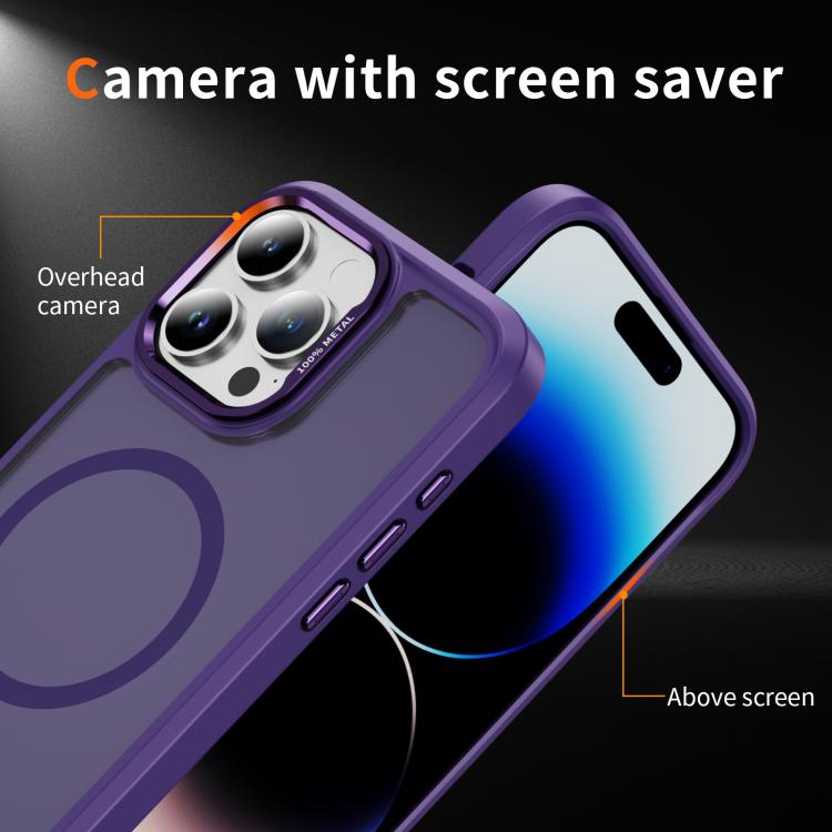 For iPhone 14 Pro Hardware Lens Protection MagSafe Magnetic PC Hybrid TPU Phone Case