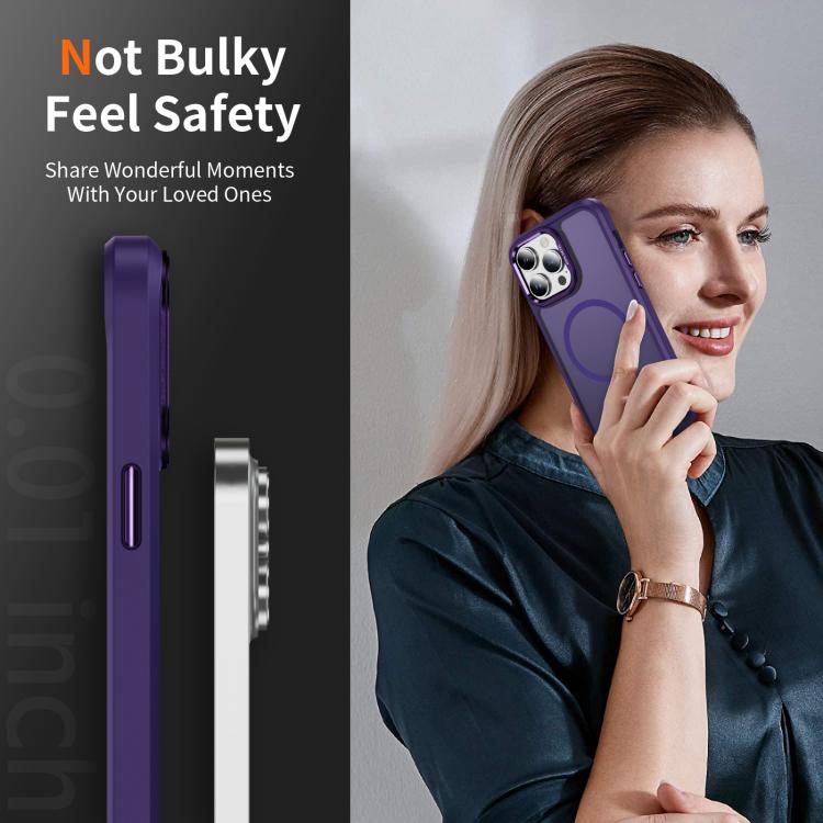 For iPhone 14 Pro Hardware Lens Protection MagSafe Magnetic PC Hybrid TPU Phone Case