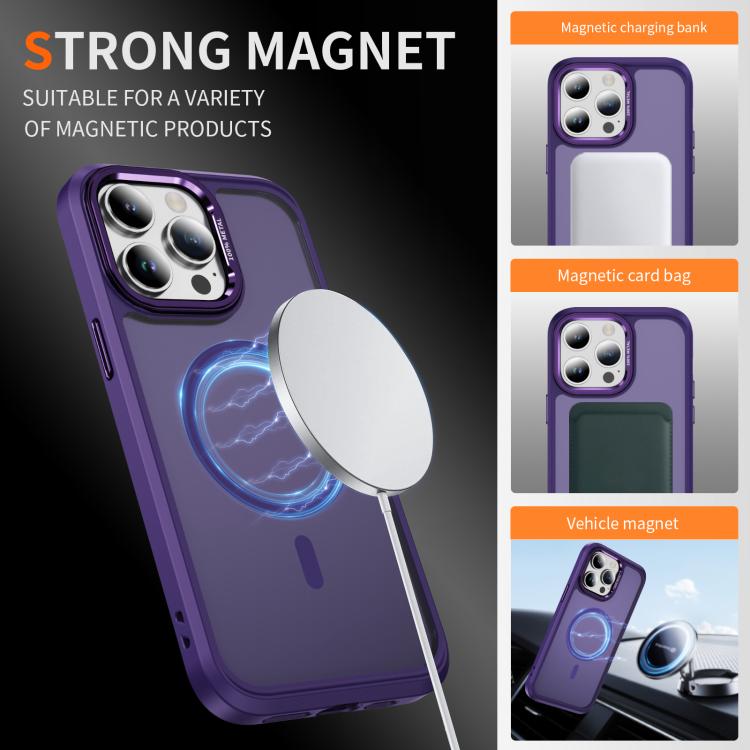 For iPhone 14 Pro Hardware Lens Protection MagSafe Magnetic PC Hybrid TPU Phone Case