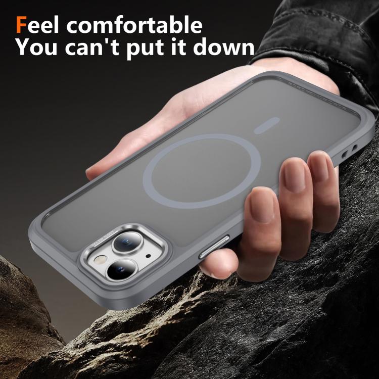 For iPhone 14 / 13 Hardware Lens Protection MagSafe Magnetic PC Hybrid TPU Phone Case