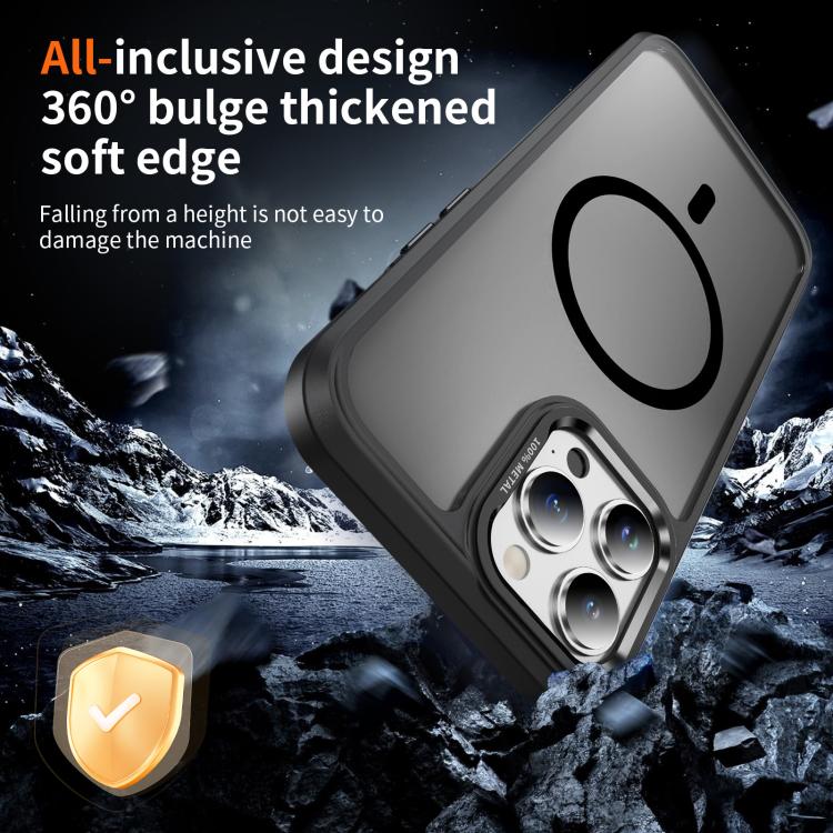 For iPhone 13 Pro Hardware Lens Protection MagSafe Magnetic PC Hybrid TPU Phone Case