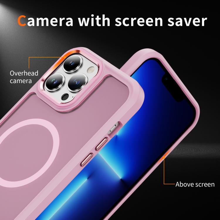 For iPhone 13 Pro Max Hardware Lens Protection MagSafe Magnetic PC Hybrid TPU Phone Case