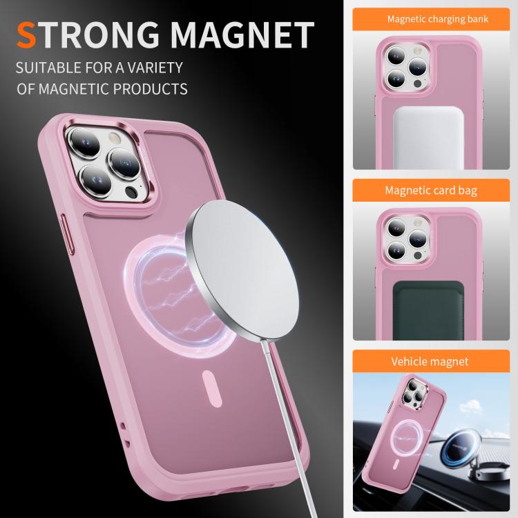 For iPhone 13 Pro Max Hardware Lens Protection MagSafe Magnetic PC Hybrid TPU Phone Case