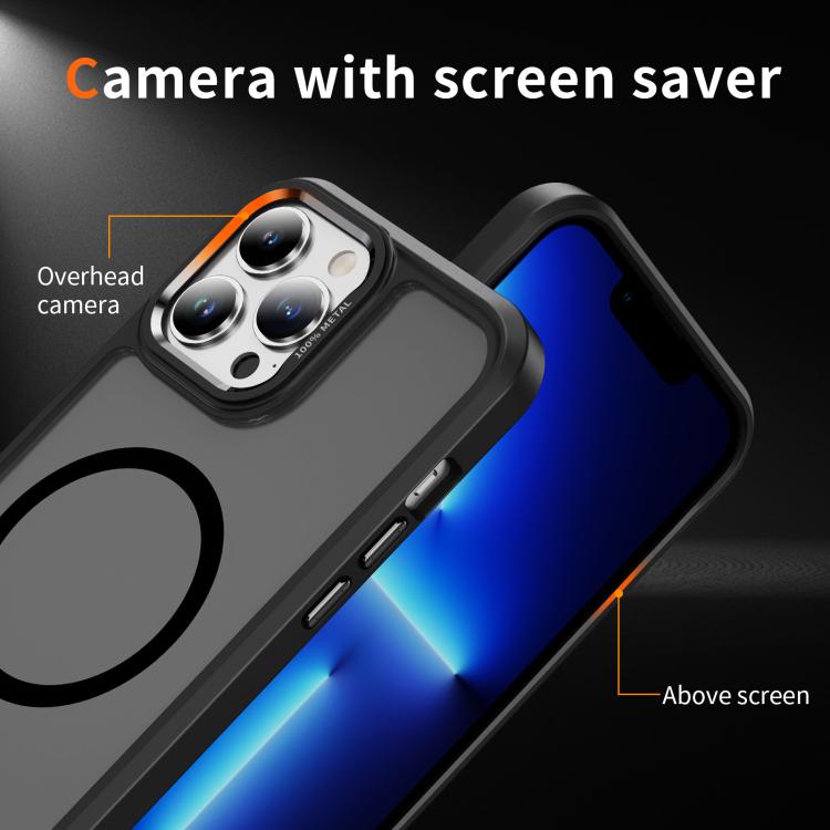 For iPhone 13 Pro Max Hardware Lens Protection MagSafe Magnetic PC Hybrid TPU Phone Case