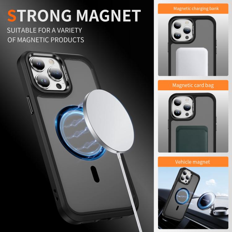 For iPhone 13 Pro Max Hardware Lens Protection MagSafe Magnetic PC Hybrid TPU Phone Case