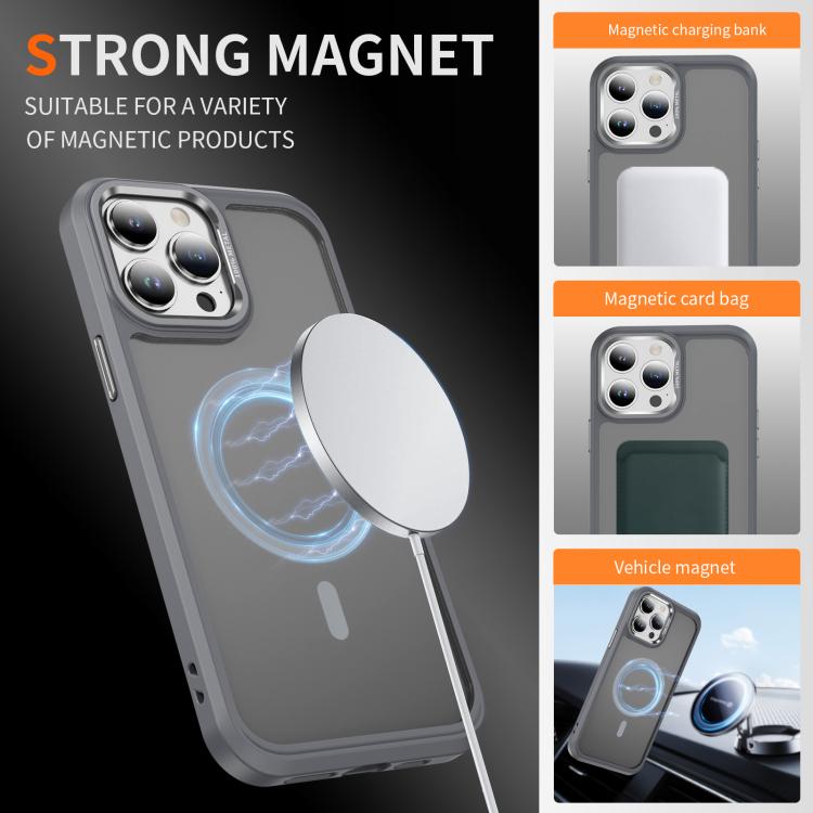 For iPhone 13 Pro Max Hardware Lens Protection MagSafe Magnetic PC Hybrid TPU Phone Case