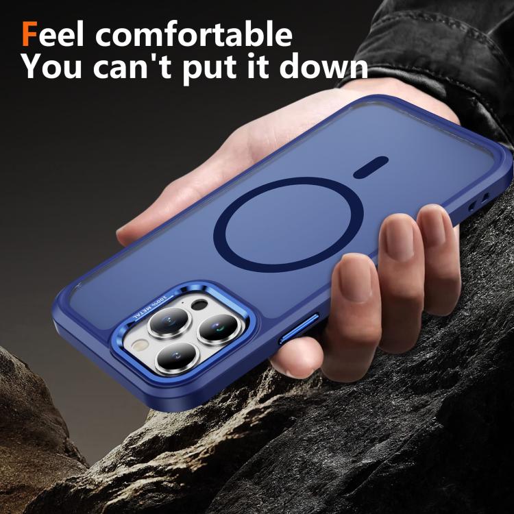 For iPhone 13 Pro Max Hardware Lens Protection MagSafe Magnetic PC Hybrid TPU Phone Case