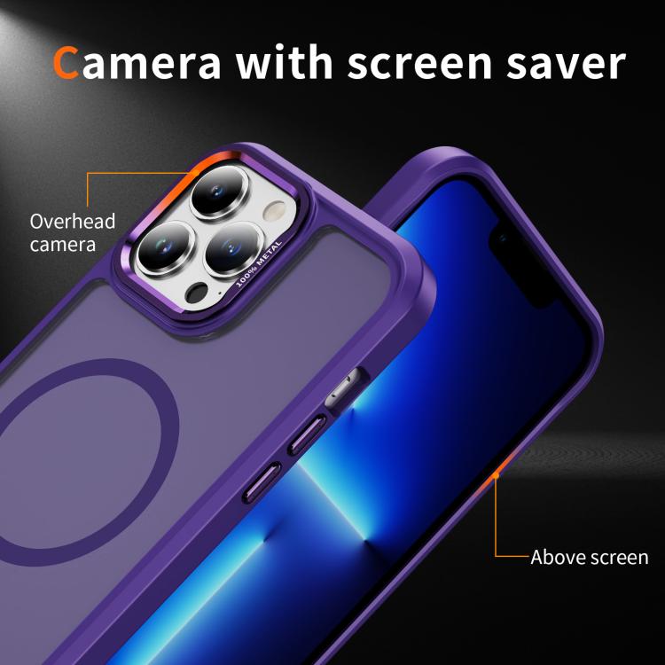 For iPhone 13 Pro Max Hardware Lens Protection MagSafe Magnetic PC Hybrid TPU Phone Case