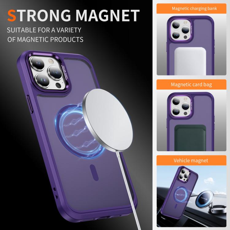 For iPhone 13 Pro Max Hardware Lens Protection MagSafe Magnetic PC Hybrid TPU Phone Case