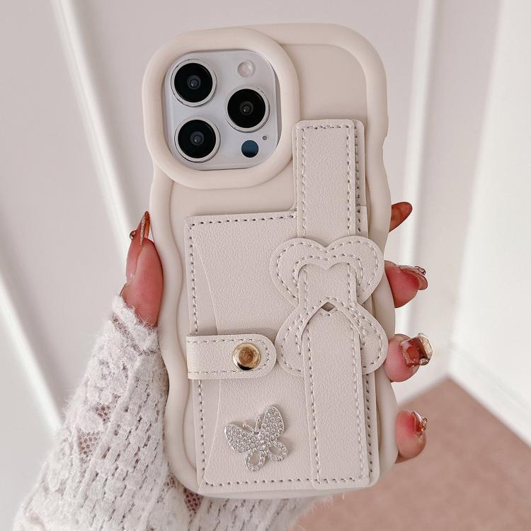 For iPhone 12 Pro Max Wristband Leather Love Holder Card Bag Phone Case