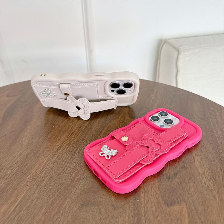 For iPhone 13 Pro Max Wristband Leather Love Holder Card Bag Phone Case
