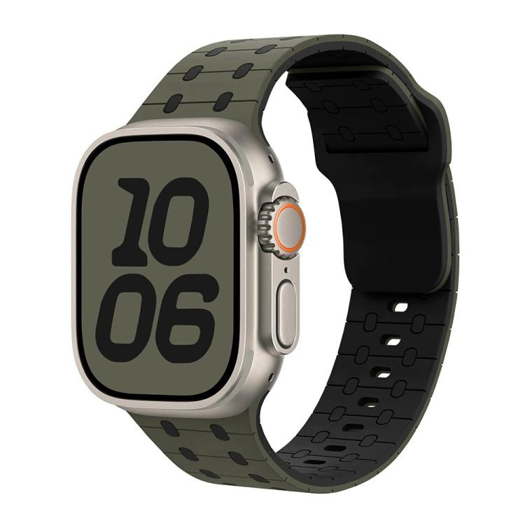 For Apple Watch 46mm / 49mm / 45mm / 44mm Three-color Reverse Buckle Silicone Watch Band