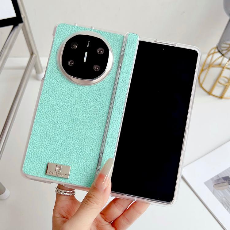 For Huawei Mate X6 Transparent Edge Spring Axis Litchi Texture Phone Case