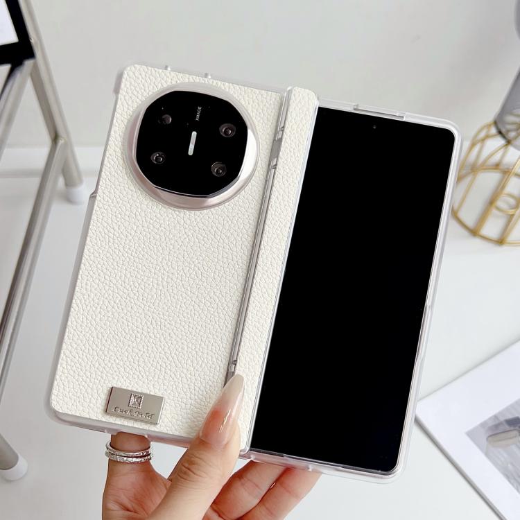 For Huawei Mate X6 Transparent Edge Spring Axis Litchi Texture Phone Case