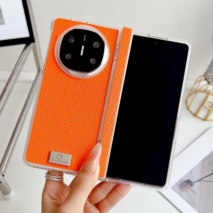 For Huawei Mate X3 / X5 Transparent Edge Spring Axis Litchi Texture Phone Case
