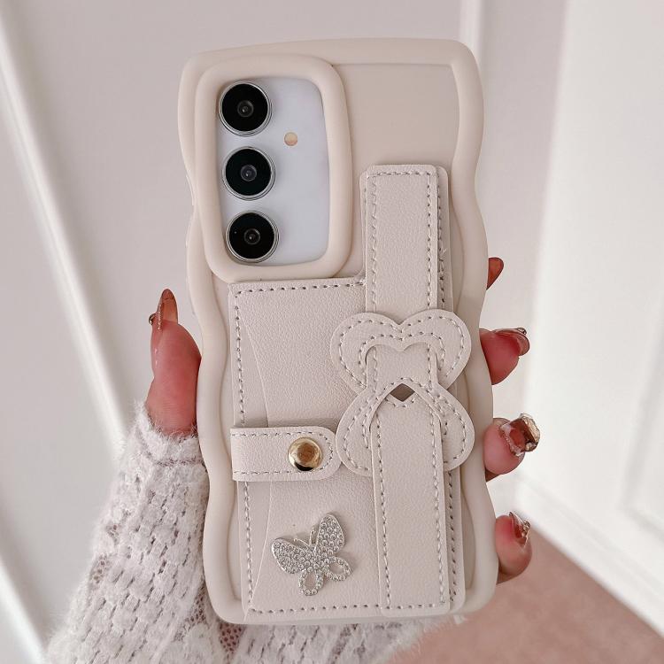 For Samsung Galaxy A24 4G Wristband Leather Love Holder Card Bag Phone Case