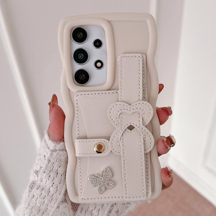 For Samsung Galaxy A53 5G Wristband Leather Love Holder Card Bag Phone Case