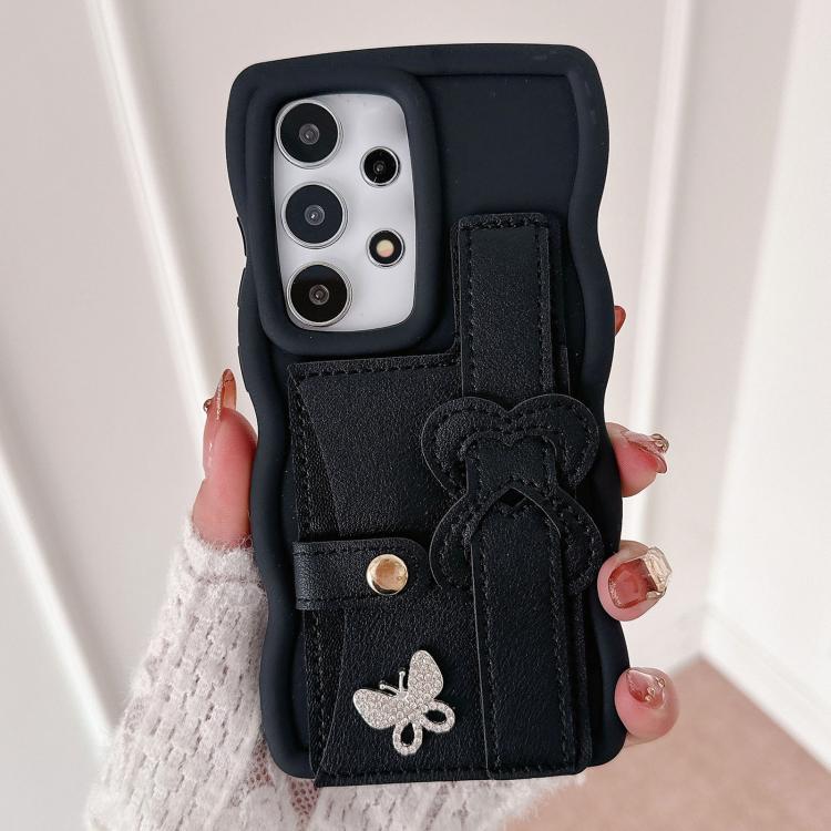 For Samsung Galaxy A33 5G Wristband Leather Love Holder Card Bag Phone Case