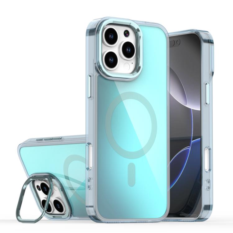 For iPhone 16 Pro Max Plating Gradient Discolor MagSafe Phone Case with Holder