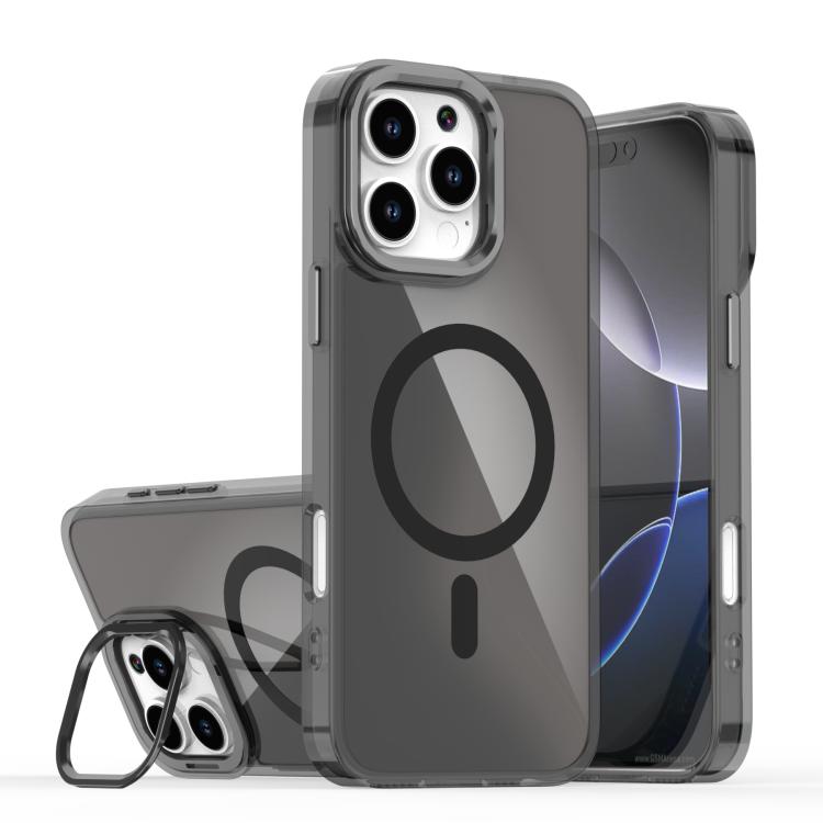 For iPhone 16 Pro Max Plating Gradient Discolor MagSafe Phone Case with Holder