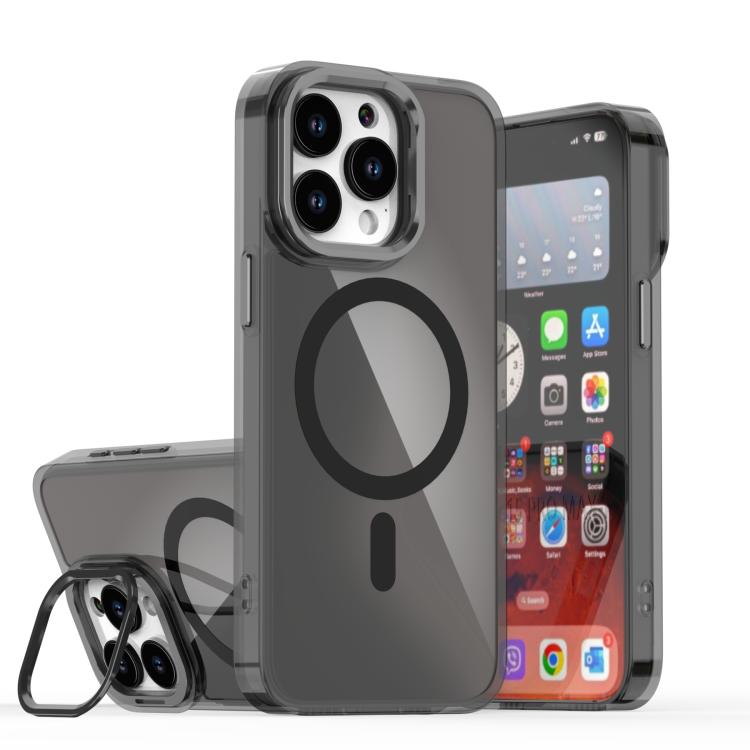 For iPhone 15 Pro Max Plating Gradient Discolor MagSafe Phone Case with Holder
