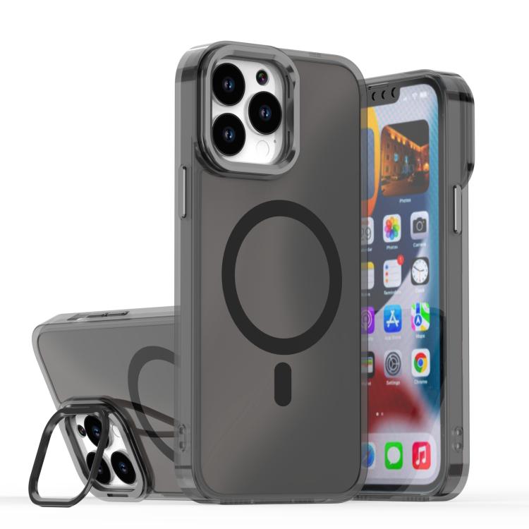 For iPhone 14 Pro Max Plating Gradient Discolor MagSafe Phone Case with Holder