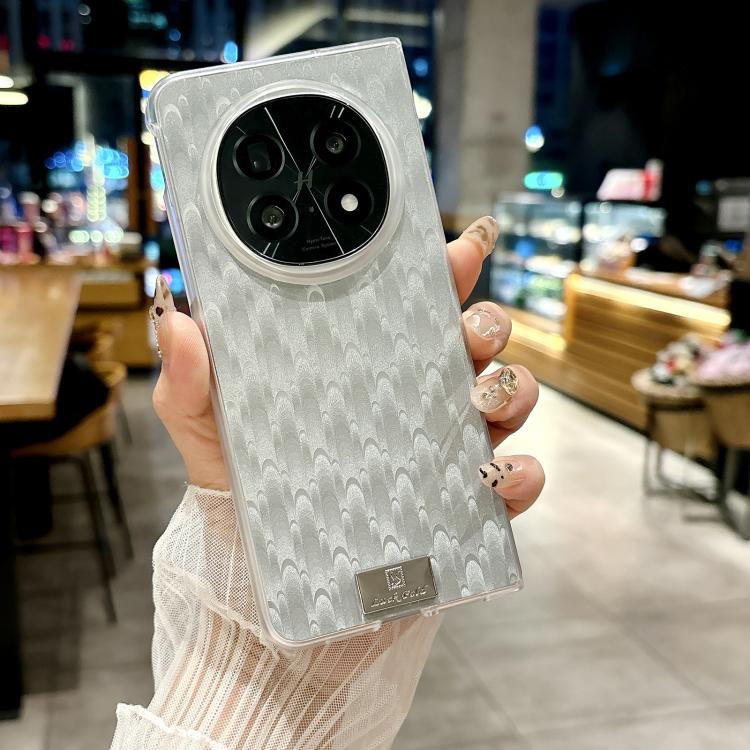For OPPO Find N5 Transparent Edge Peacock Texture Phone Case