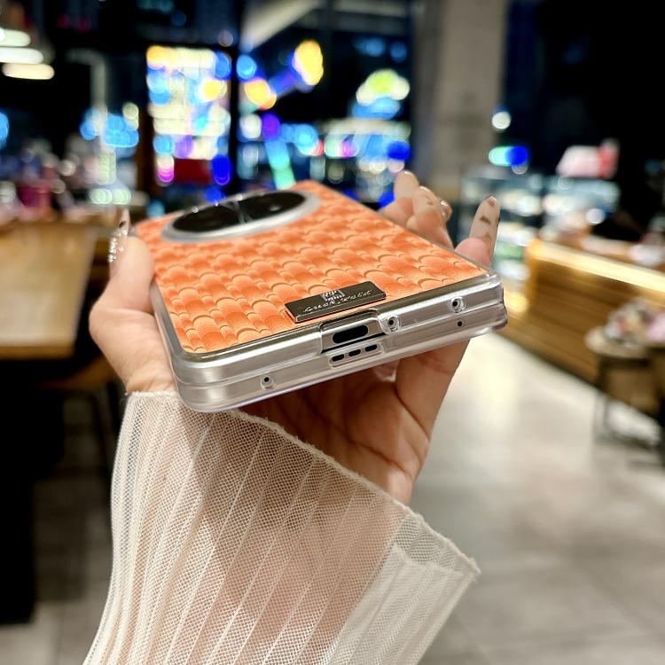 For OPPO Find N5 Transparent Edge Peacock Texture Phone Case