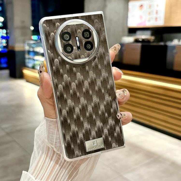For Huawei Mate X6 Transparent Edge Peacock Texture Phone Case