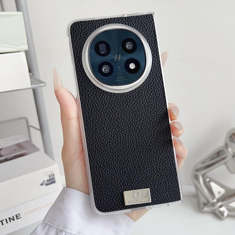 For OPPO Find N5 Transparent Edge Litchi Texture Phone Case