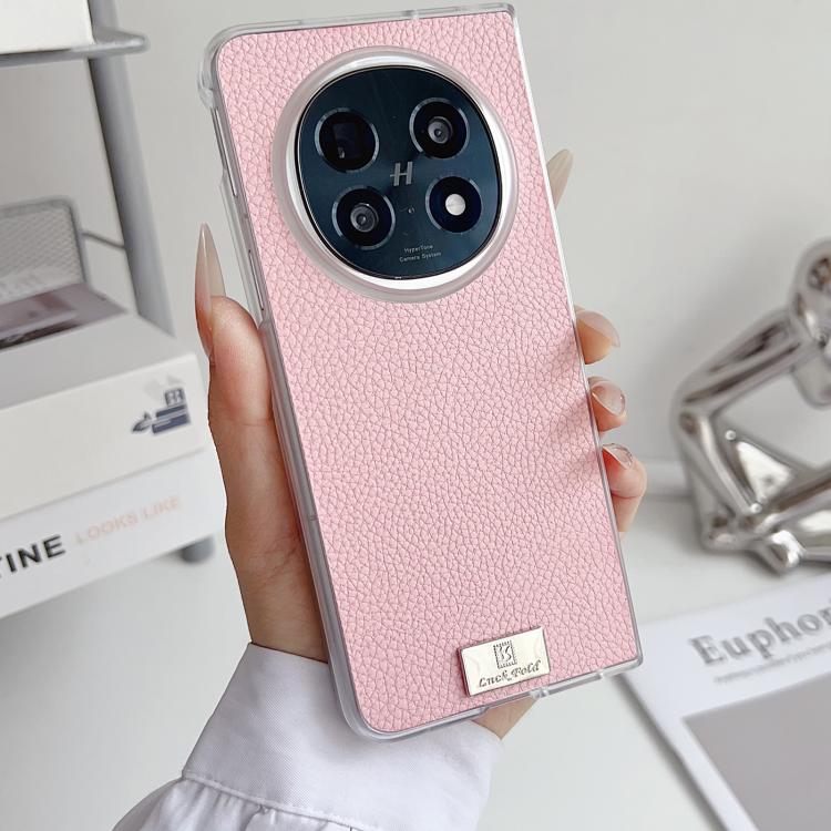 For OPPO Find N5 Transparent Edge Litchi Texture Phone Case