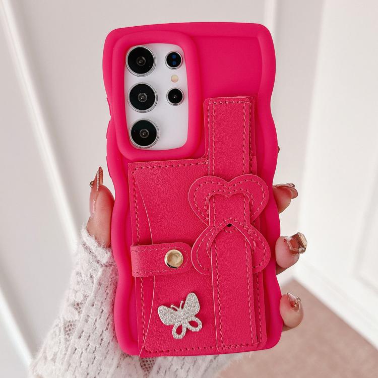 For Samsung Galaxy S25 Ultra 5G Wristband Leather Love Holder Card Bag Phone Case
