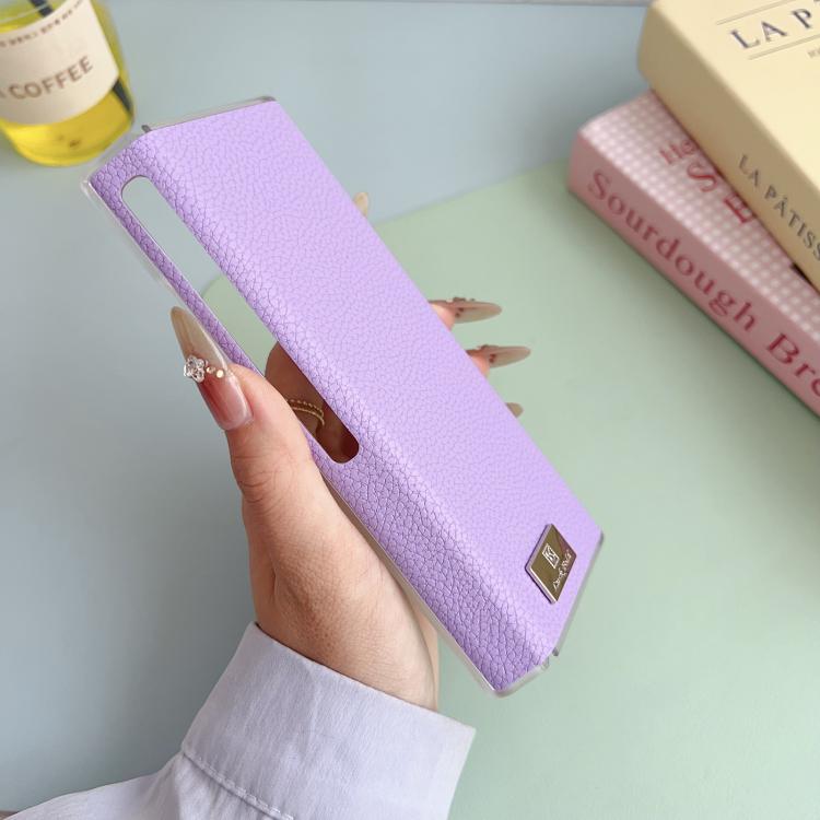 For Huawei Mate Xs 2 Transparent Edge Litchi Texture Phone Case