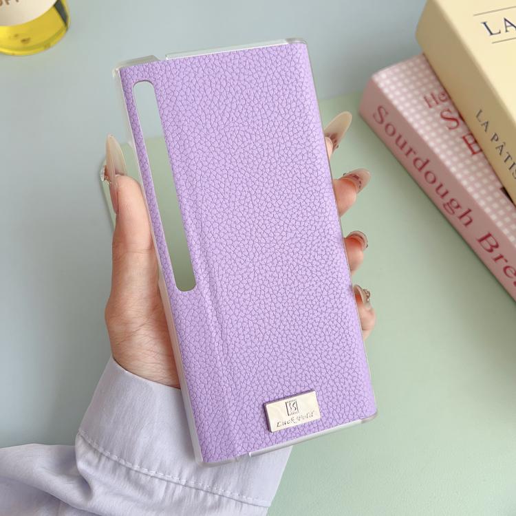For Huawei Mate Xs 2 Transparent Edge Litchi Texture Phone Case