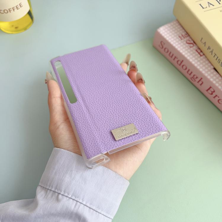 For Huawei Mate Xs 2 Transparent Edge Litchi Texture Phone Case