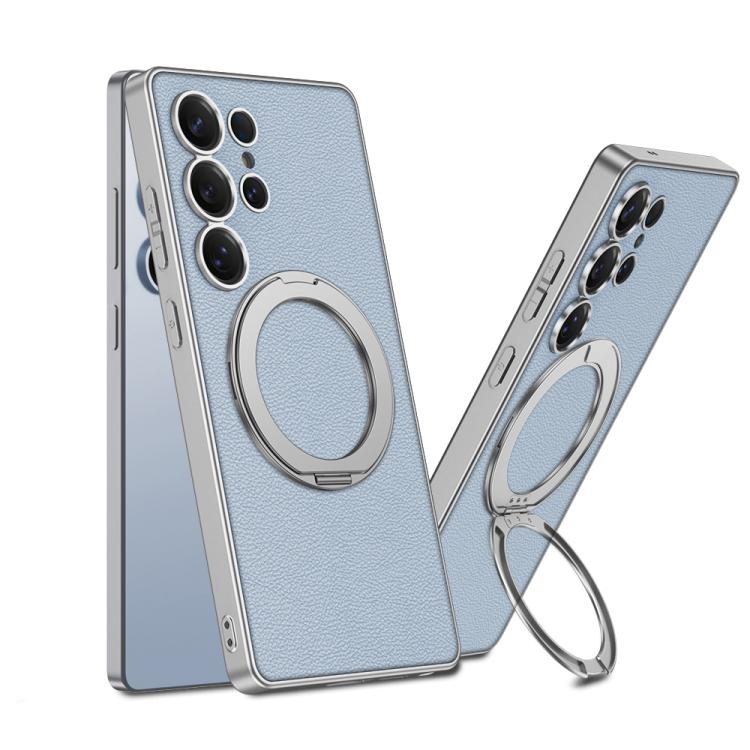 For Samsung Galaxy S25 Ultra 5G GKK Metal Paint Skin Feel Leather MagSafe Holder Phone Case