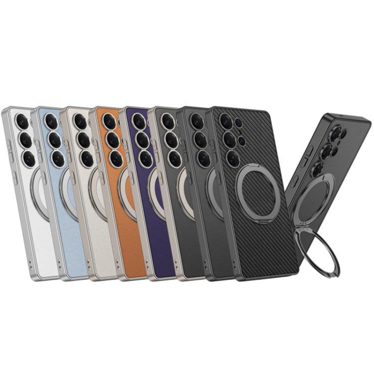 For Samsung Galaxy S25 Ultra 5G GKK Metal Paint Skin Feel Leather MagSafe Holder Phone Case