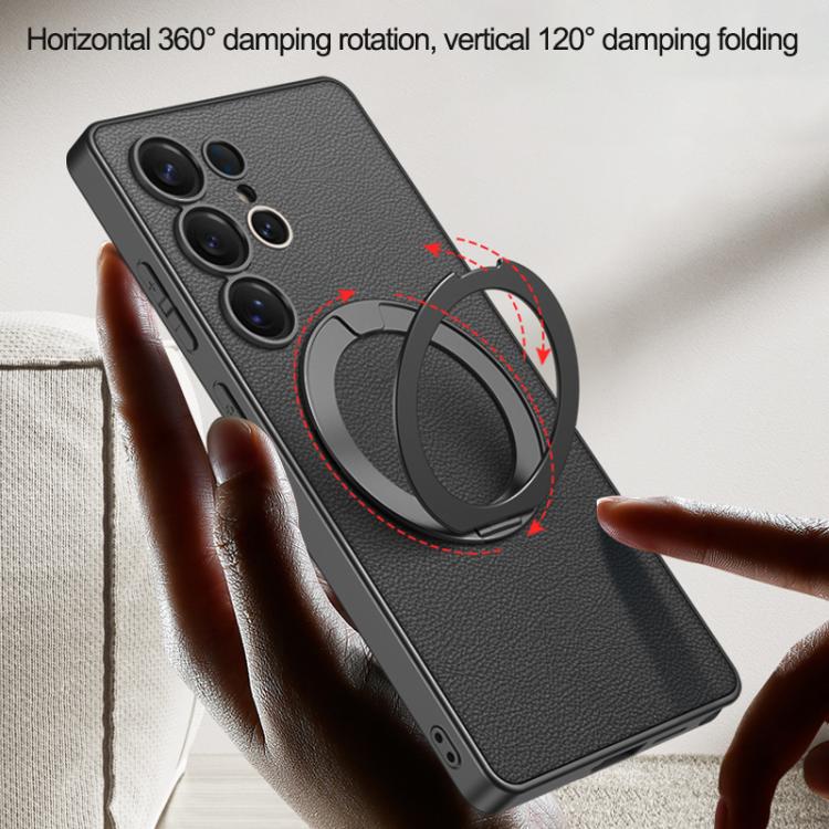 For Samsung Galaxy S25 Ultra 5G GKK Metal Paint Skin Feel Leather MagSafe Holder Phone Case