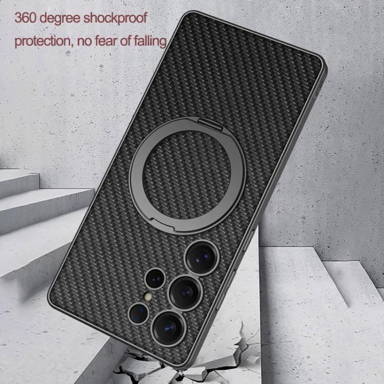 For Samsung Galaxy S25 Ultra 5G GKK Metal Paint Skin Feel Leather MagSafe Holder Phone Case