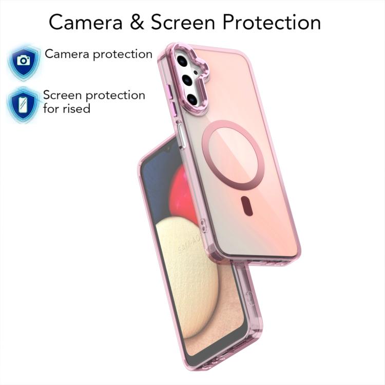 For Samsung Galaxy A05s Plating Gradient Discolor MagSafe Phone Case with Holder